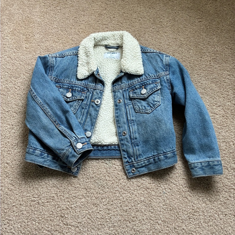 Warm Kids Denim Jacket with Cream Sherpa